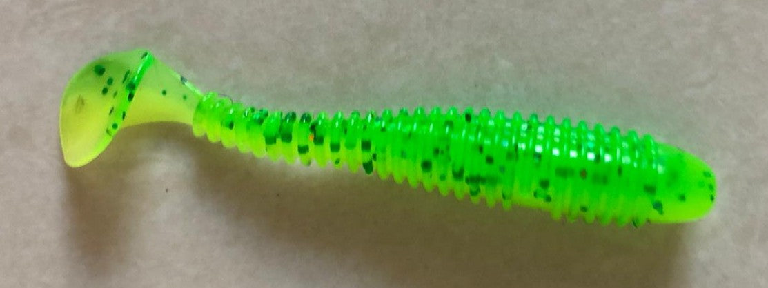 6cm Lime Green Paddle Tails 8pack