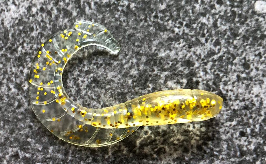 6cm Gold Sparkle Bio Curly Tails 8pack