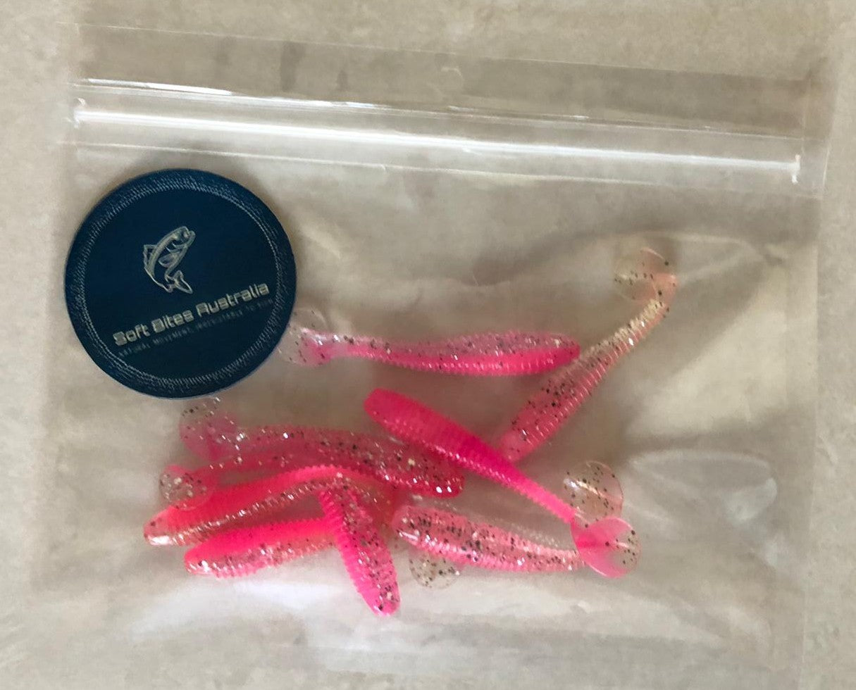 6cm Fluro Pink Paddle Tails 8pack