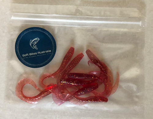 6cm Fire Red Bio Curly Tails 8pack